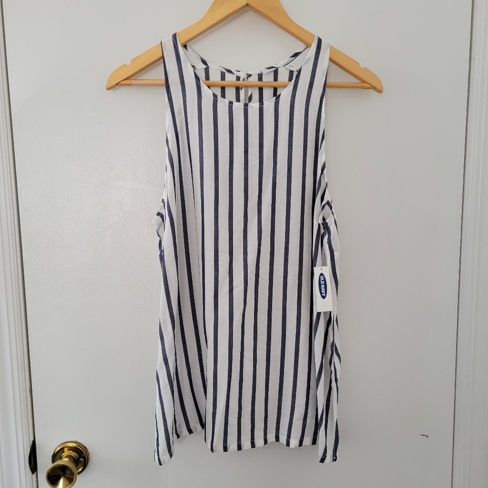 Old Navy || White Blue Stripes Sleeveless Summer Top